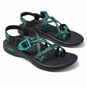 Chaco Women’s Hiking Sandals Black Teal Toe Loop Adjustable Straps Outdoor S 10